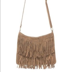 Brandy Melville Taupe Fringe Crossbody Bag